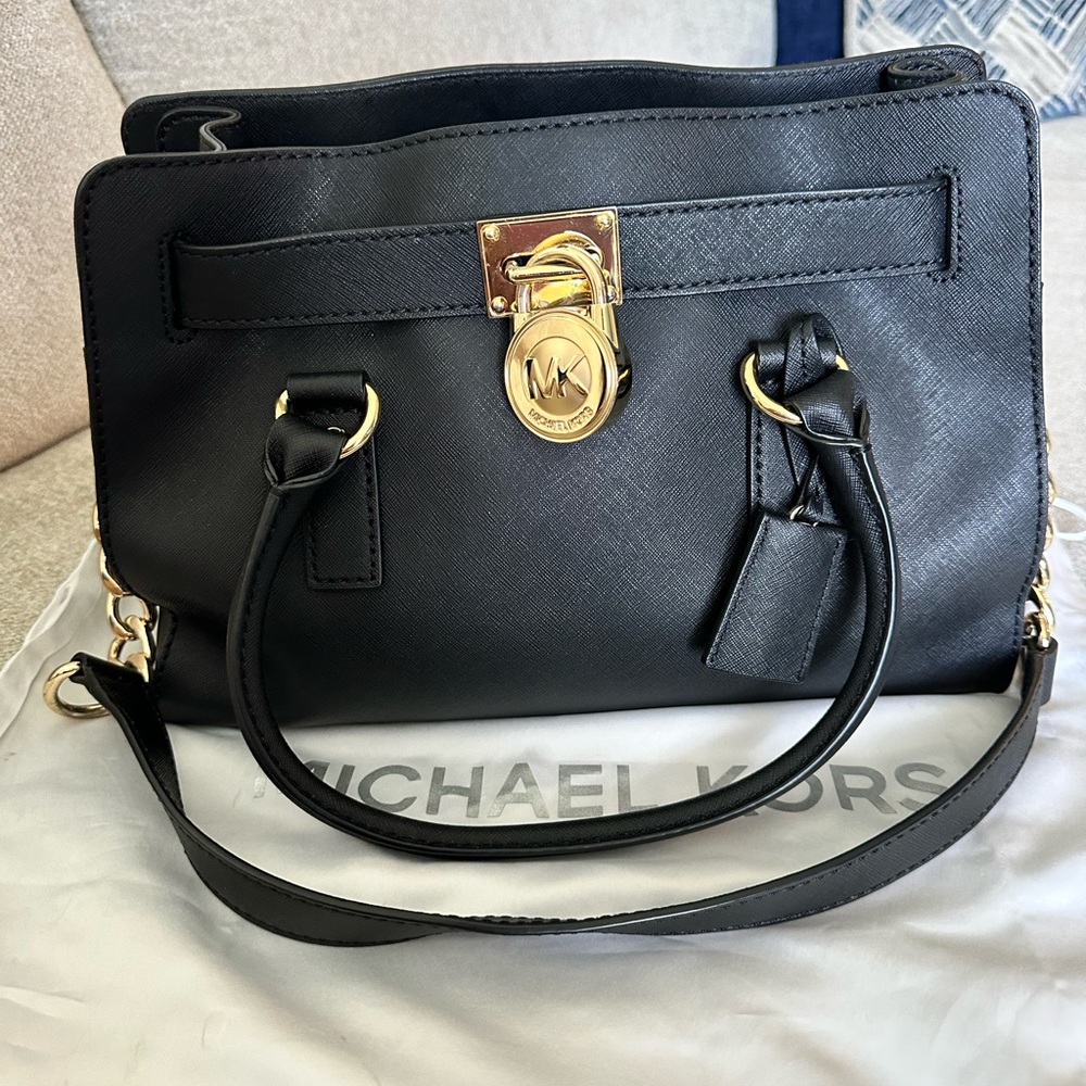 Michael Kors Black Satchel with Gold Hardware